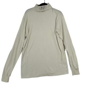 PBJ Sport Vintage Turtleneck Winter Snowman Snowflake Embroidered Neck Cream XL